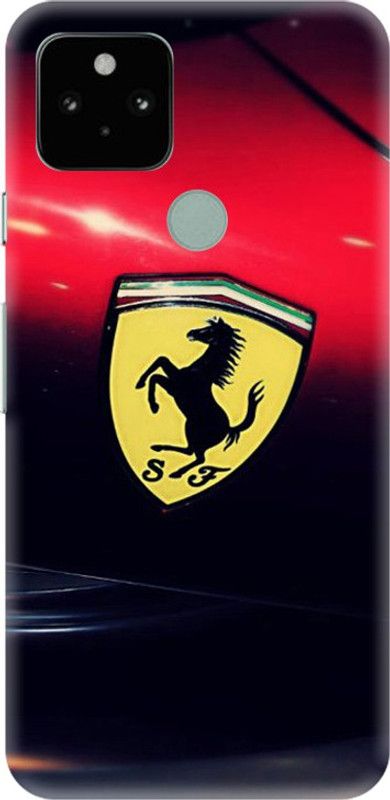 PNBEE Back Cover for Google Pixel 5, GD1YQ, GTT9Q - Ferrari Logo Print  (Multicolor, Hard Case, Pack of: 1)
