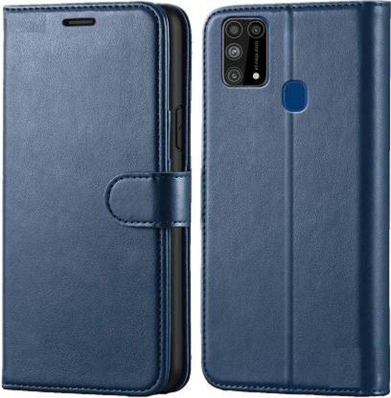 Luxury Counter Flip Cover for Samsung Galaxy M31 Prime / M31 / F41 Premium Quality |Dual Stiched  (Blue, Magnetic Case, Pack of: 1)