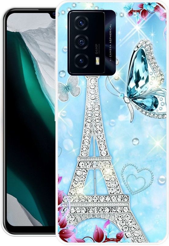 KUDI Back Cover for IQOO Z5 5G  (Blue, White, Grip Case, Silicon)