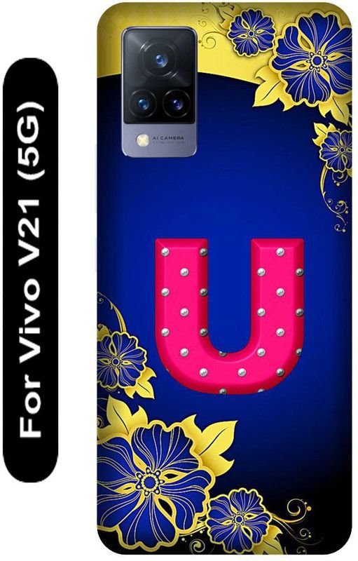 SSMORYA Back Cover for Vivo V21 5G, U Letter Pink Printed  (Multicolor, Hard Case, Pack of: 1)