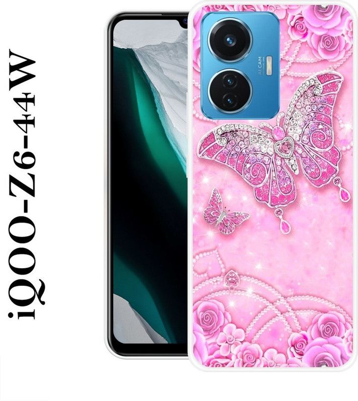 REDFLY Back Cover for IQOO Z6 44W  (Pink, Silver, Grip Case, Silicon)