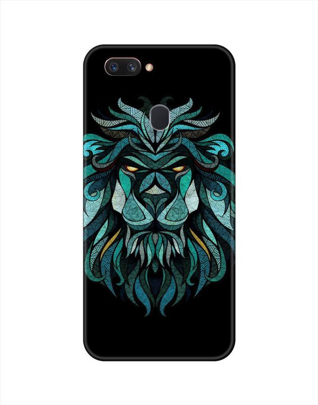 Smutty Back Cover for Oppo A7, CPH1901, CPH1903, CPH1905 - Green Lion Print  (Multicolor, Hard Case)