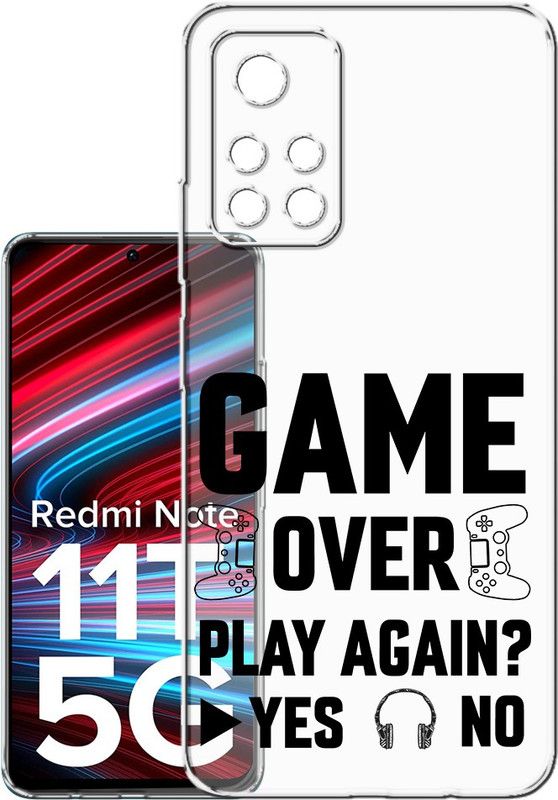 HANIRY Back Cover for Redmi Note 11T 5g, 21091116AI back cover, GAME OVER TEXT, Designer, PNG_76  (Multicolor, Flexible, Silicon, Pack of: 1)