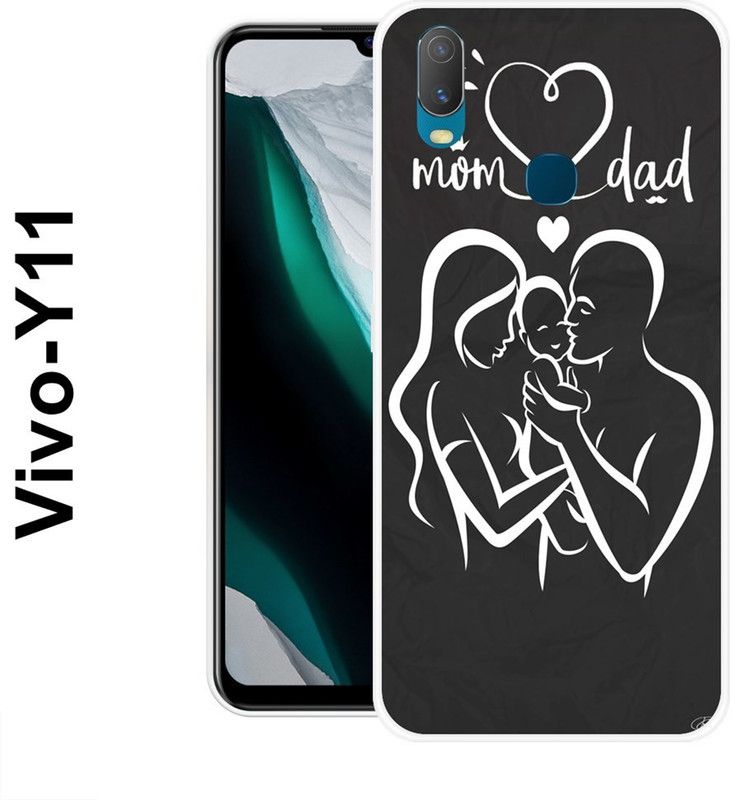 INDIALAND Back Cover for Vivo Y11  (Black, White, Silicon)