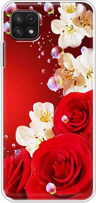Print Zap Back Cover for Samsung Galaxy A22 5G  (Red, White, Silicon, Pack of: 1)