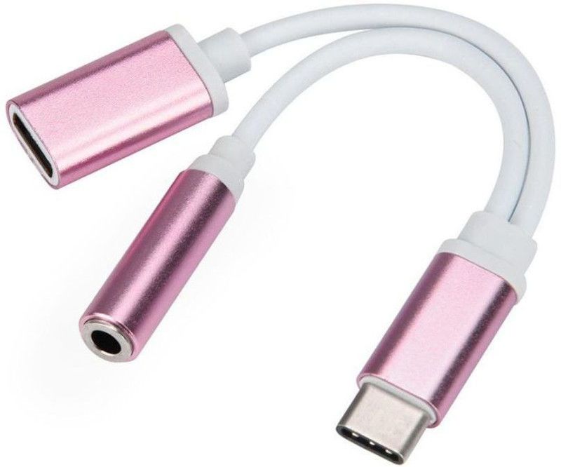 Wonder World Terra Pink, White VXI-NCP-24-Type-C to 3.5mm Jack AUX Headphone Audio Splitter Converter Adapter Cable Phone Converter  (Android, IOS)