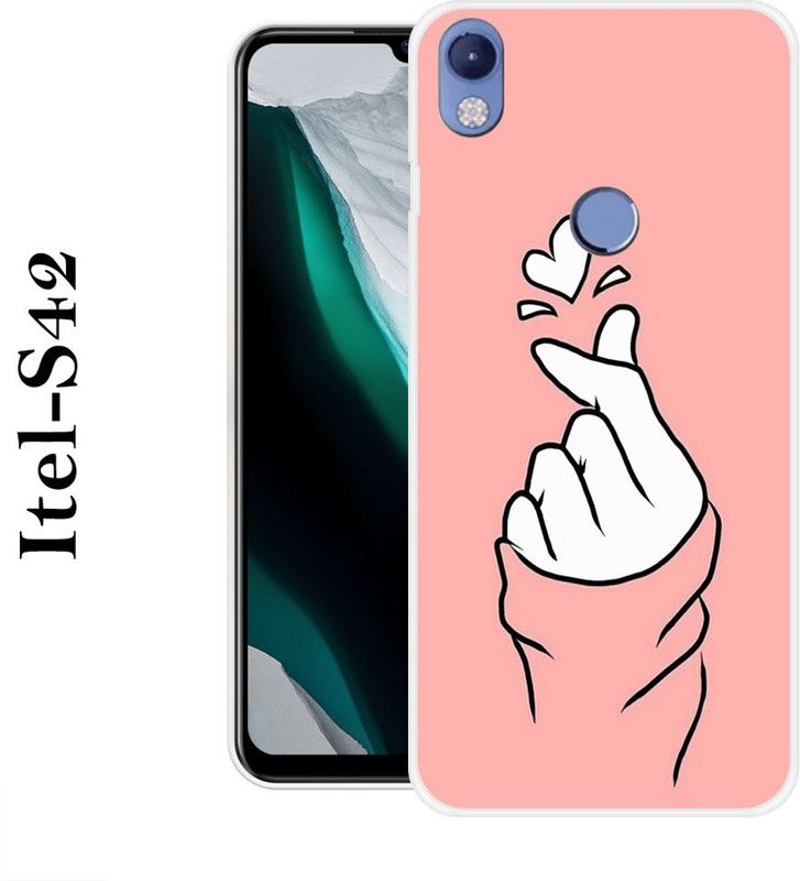 INDIALAND Back Cover for Itel S42  (Pink, White, Grip Case, Silicon)