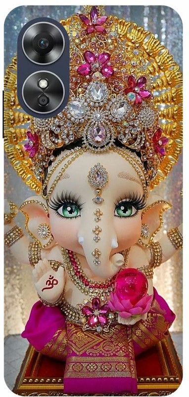 Dimora Back Cover for OPPO A17 ,GANESH JI GOD BAPAA VEGNHARTA  (Multicolor, Hard Case, Pack of: 1)