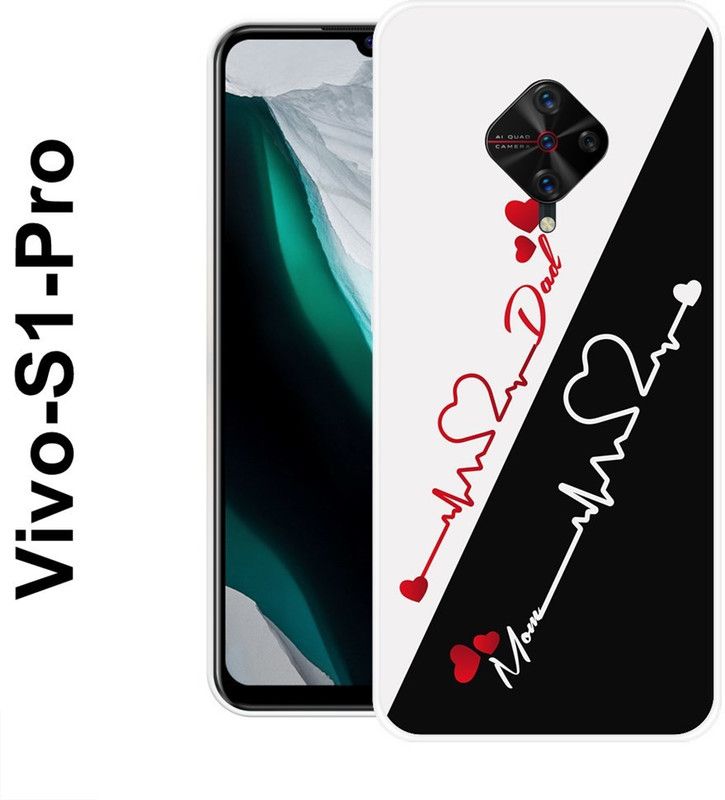 INDIALAND Back Cover for Vivo S1 Pro  (Black, White, Silicon)