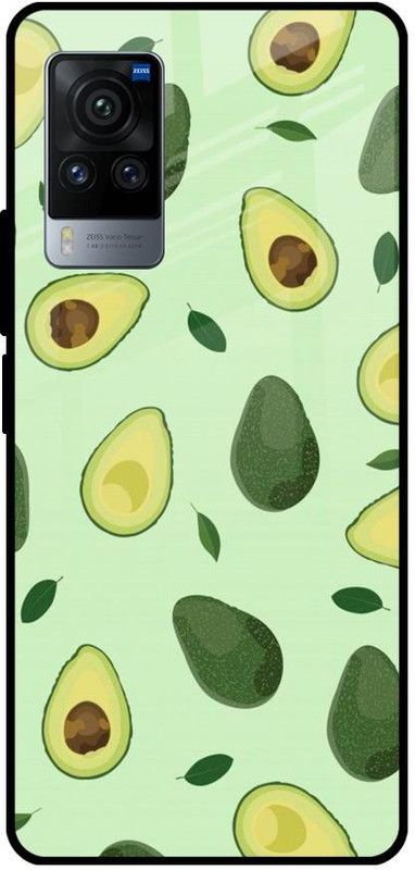 QRIOH Glass Back Cover for Vivo X60 PRO  (Green, Grip Case, Silicon, Pack of: 1)