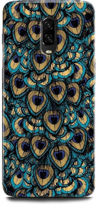 WallCraft Back Cover for One Plus 6T PEACOCK, PEAFOWL, BIRD, FEATHER, COLORFULL, ART, TEXTURE, ABSTRACT  (Multicolor, Dual Protection, Pack of: 1)