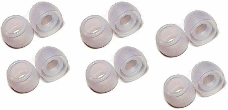 Hoppokart Hub (12 pcs) 6 Pair White Earbuds Silicone Rubber Earbuds Tips, Eartips, Earpads, Earplugs, for Replacement in Earphones and Bluetooth In The Ear Headphone Cushion  (Pack of 6, White)