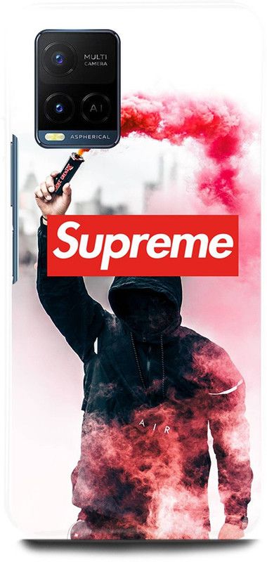 FIKORA Back Cover for Vivo Y33s, V2109, SUPREME, LOGO, SIGN, EMBLEM, BOY  (Red, Hard Case, Pack of: 1)