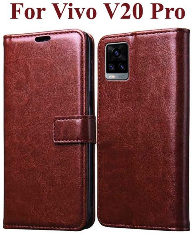 Krumholz Flip Cover for Vivo V20 Pro  (Brown, Dual Protection, Pack of: 1)