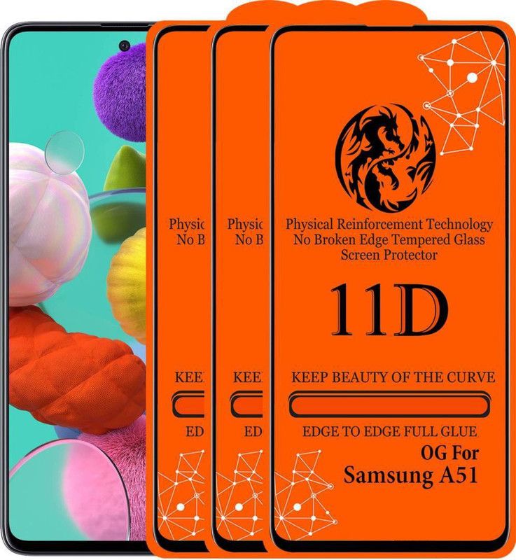 aplexx Edge To Edge Tempered Glass for Samsung Galaxy A-51, Oneplus Nord 5G, Realme X7 Max  (Pack of 3)