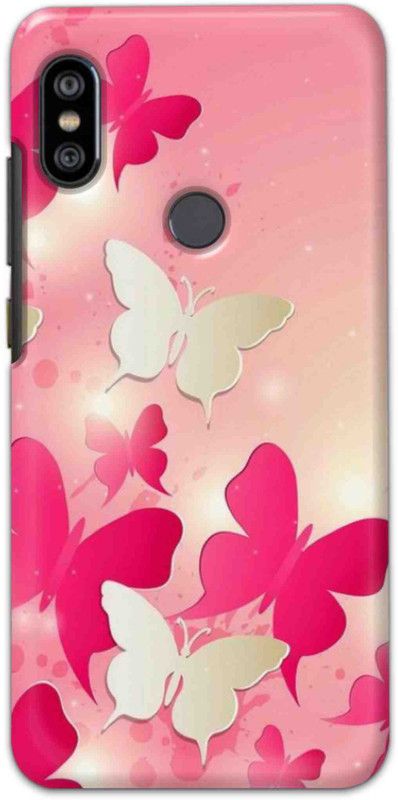 NDCOM Back Cover for Redmi Note 6 Pro Pink Butterfly Printed  (Multicolor, Hard Case, Pack of: 1)