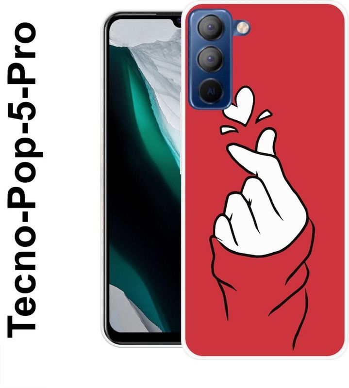 redfly Back Cover for Tecno Pop 5 Pro  (Red, White, Silicon)