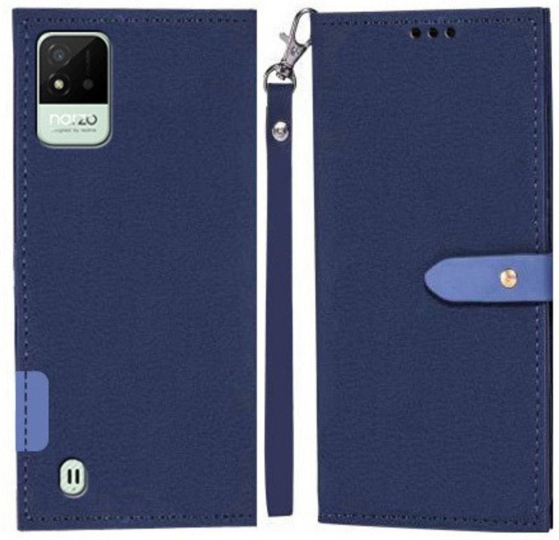 Ideogram Flip Cover for Realme Narzo 50i  (Blue, Shock Proof, Pack of: 1)