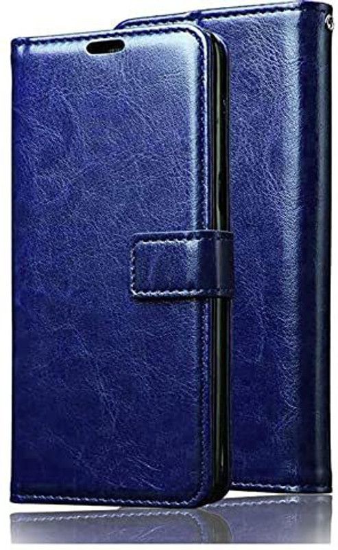 ClickAway Flip Cover for Samsung Galaxy A30 |Vintage Leather Finish | Inside TPU with Card Pockets |Flip Back Cover  (Blue, Shock Proof, Pack of: 1)