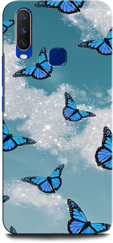 GRAFIQE Back Cover for Vivo Y15 1901 BUTTERFLY, BEAUTIFUL BUTTERFLIES, BLUE BURRERFLY, GLITTER  (Multicolor, Shock Proof, Pack of: 1)