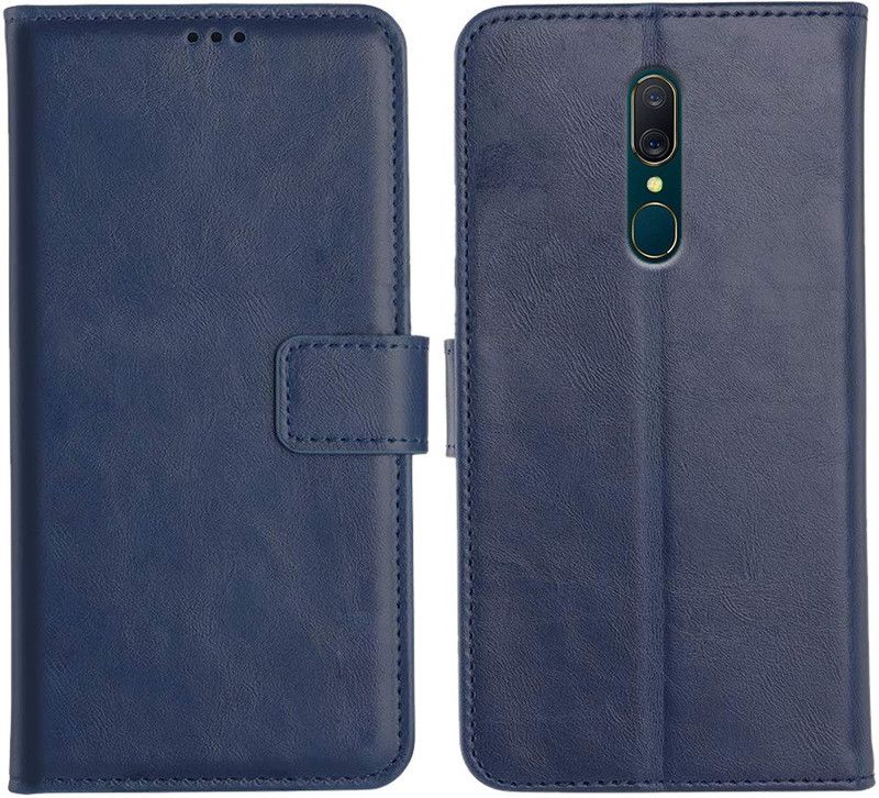 Orosky Flip Cover for Oppo A9  (Blue, Dual Protection)