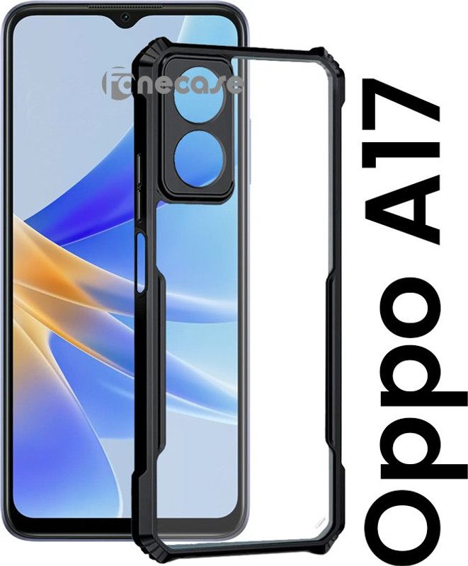 FONECASE Back Cover for OPPO A17  (Transparent, Black, Dual Protection, Pack of: 1)