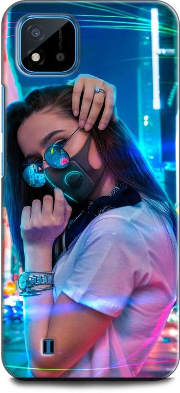 INDICRAFT Back Cover for Realme C11 2021, RMX3231 GIRL, HOOD, ANIME, MASK, GIRL, SPARKS, TEXTURE, ART, GLANCE  (Multicolor, Dual Protection)