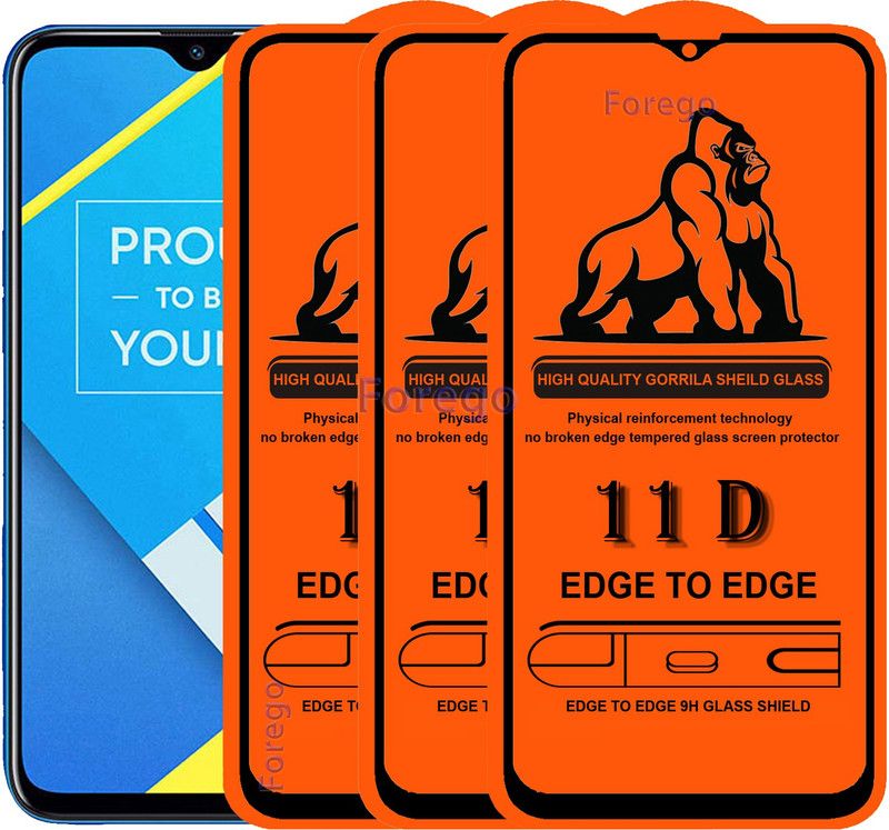Forego Edge To Edge Tempered Glass for Realme C11  (Pack of 3)