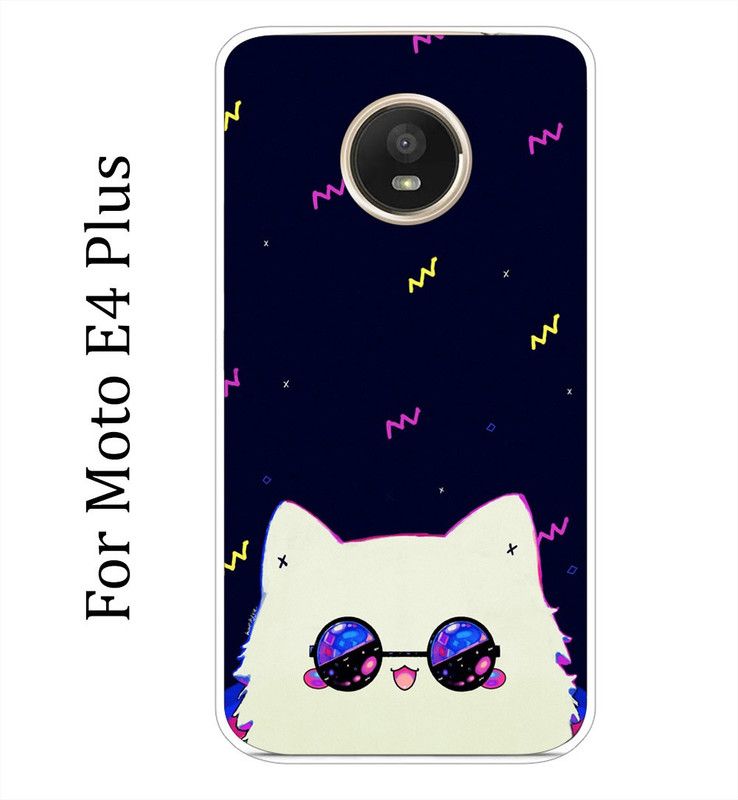 Ghumakkad Back Cover for Motorola Moto E4 Plus  (Blue, White, Grip Case, Silicon, Pack of: 1)