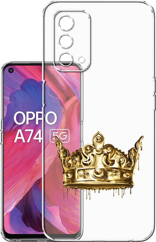 HANIRY Back Cover for Oppo A74 5G / CPH2263 mobile cover | GOLDEN CROWN | Design | PNG_32  (Multicolor, Flexible, Silicon, Pack of: 1)