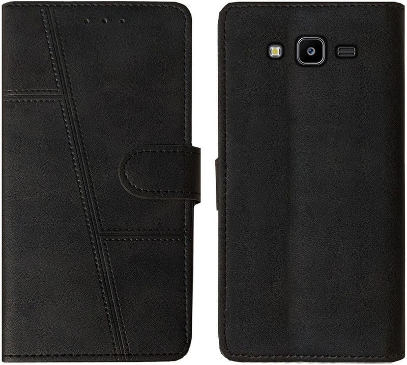 AOnes Flip Cover for Samsung Galaxy J5  (Black, Cases with Holder, Pack of: 1)