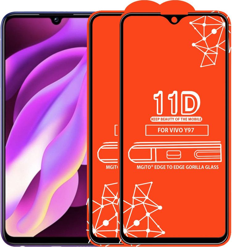 MGito Edge To Edge Tempered Glass for Vivo Y97  (Pack of 2)
