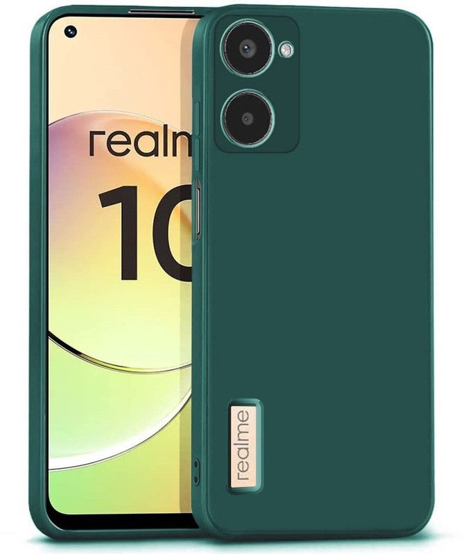 S-Softline Back Cover for Realme 10 4G, inner Soft Microfiber Cloth Cushion Lining Gloss Finish Silicon Candy Case  (Black, Pack of: 1)