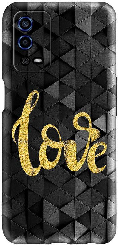 PrintWoodies Back Cover for Oppo A55  (Grey, Gold)