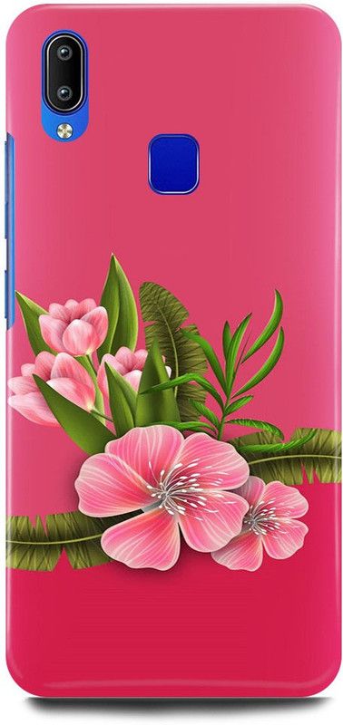 JUGGA Back Cover for Vivo Y95, 1807, PINK, GREEN, FLOWER, FLOWERS, ART  (Pink, Hard Case, Pack of: 1)