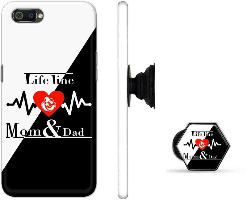 PRIYANSHI ENTERPRISES Back Cover for Realme C2, Oppo A1K  (Black, White, Cases with Holder, Pack of: 2)