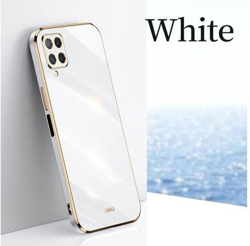 MOBIDEER Back Cover for Samsung Galaxy A22/F22/M32 4G, Golden Line, Premium Soft Chrome Case | Silicon Gold Border  (White, Shock Proof, Silicon, Pack of: 1)