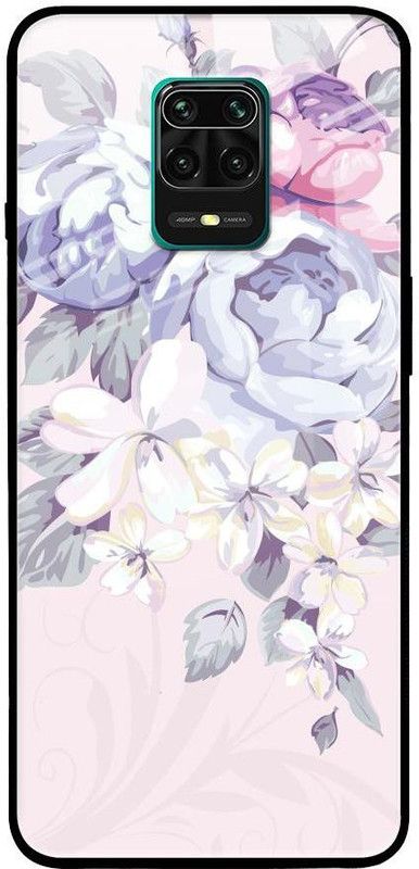 QRIOH Glass Back Cover for Mi Redmi Note 9 Pro  (Multicolor, Grip Case, Silicon, Pack of: 1)