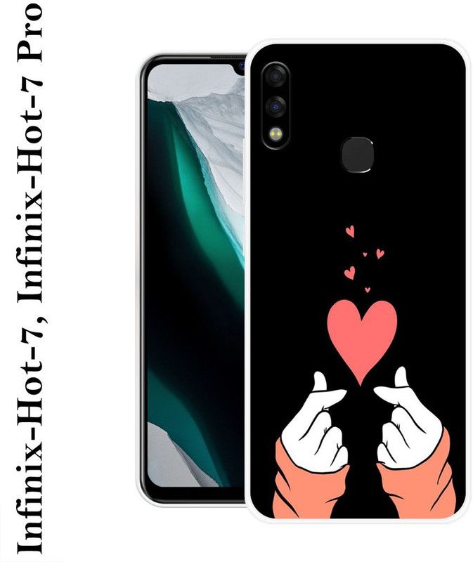 REALKING Back Cover for Infinix Hot 7  (Black, Pink, Silicon)