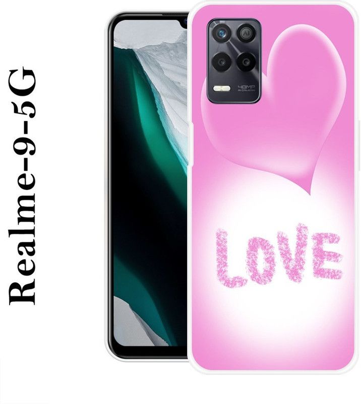 KUDI Back Cover for Realme 9 5G  (Pink, White, Grip Case, Silicon)