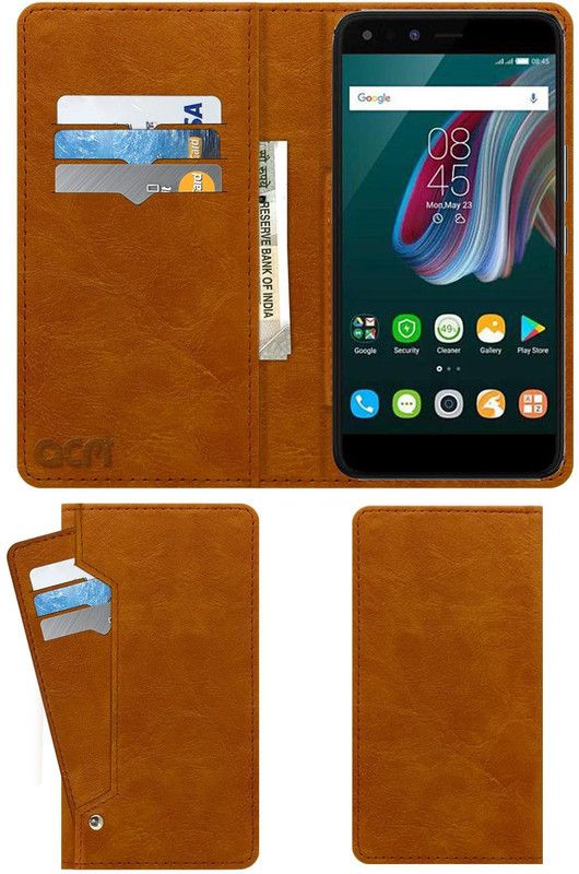 ACM Flip Cover for Infinix Zero 5  (Gold, Cases with Holder, Pack of: 1)