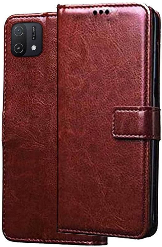 RRTBZ Flip Cover for Oppo A16k  (Brown, Pack of: 1)