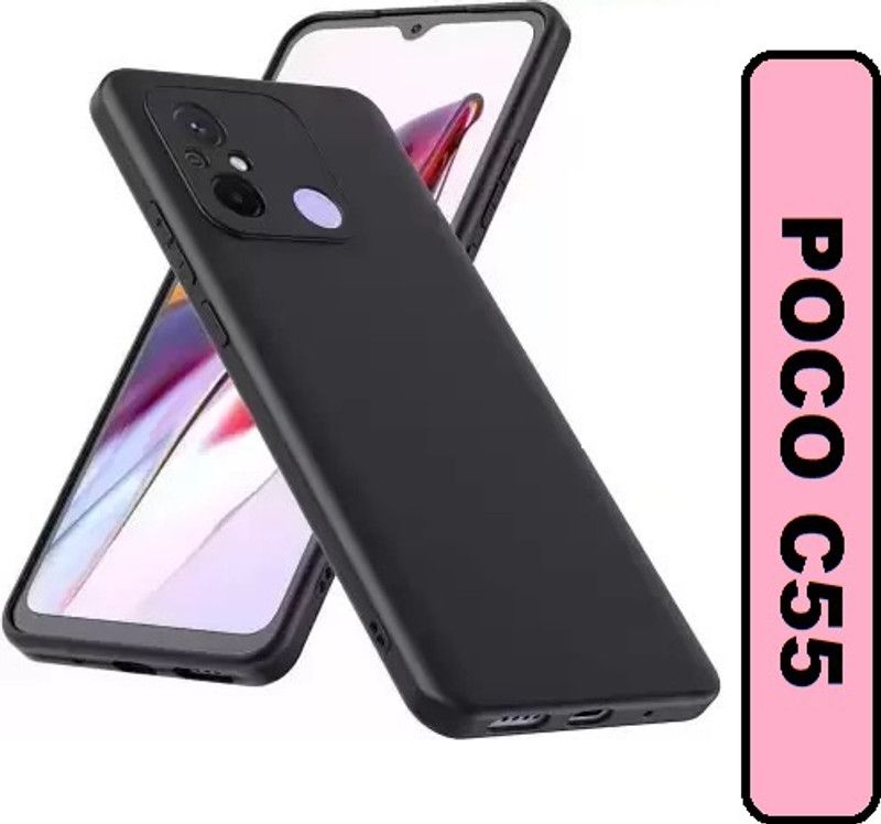 AKSHUD Back Cover for POCO C55, (CA)  (Black, Shock Proof, Pack of: 1)