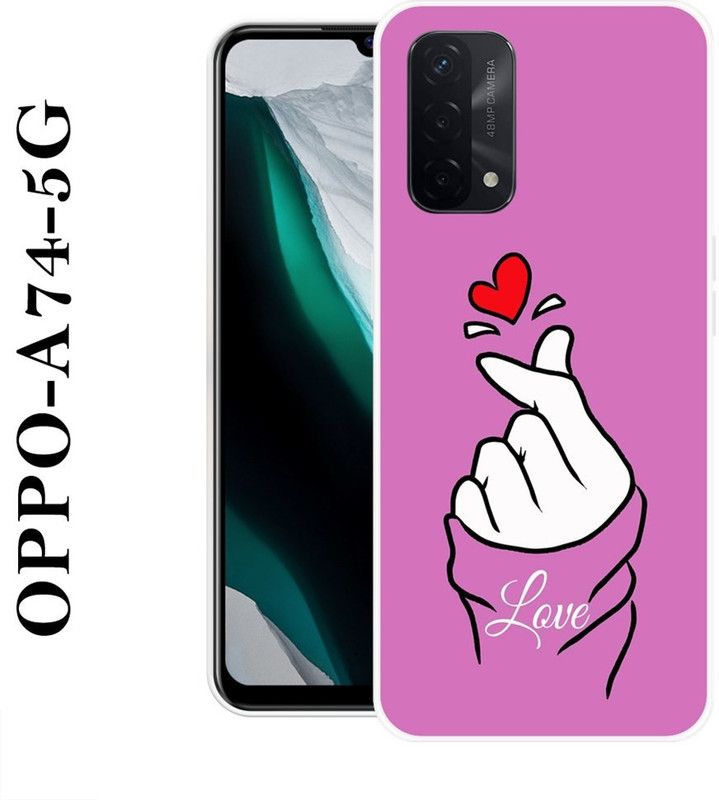KLC Back Cover for Oppo A74 5G  (Pink, White, Grip Case, Silicon)