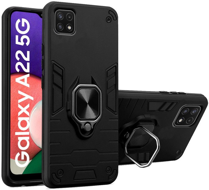 Wowcase Back Cover for Samsung Galaxy A22 5G  (Black, Rugged Armor, Pack of: 1)