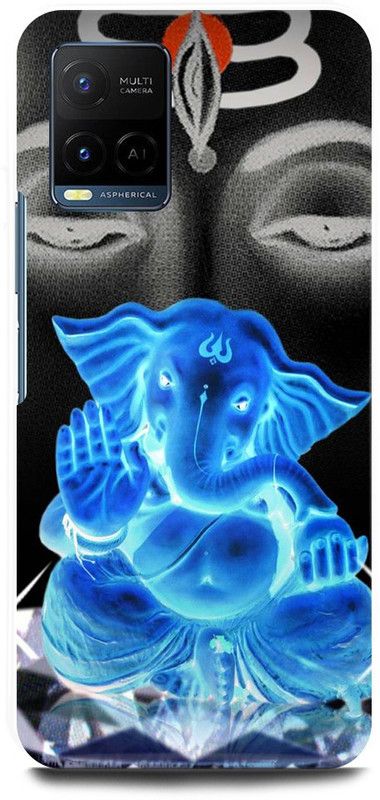 FIKORA Back Cover for Vivo Y21A, V2111, GANESHJI, LORD, GANESHA, GANPATI, BAPPAMORYA  (Blue, Hard Case, Pack of: 1)