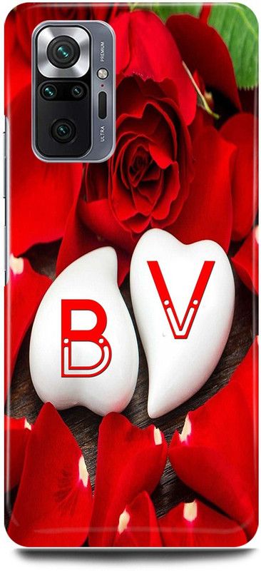 JUGGA Back Cover for Redmi Note 10 Pro, B LOVES V NAME,B NAME, V LETTER, ALPHABET,B LOVE V NAME  (Red, Hard Case, Pack of: 1)