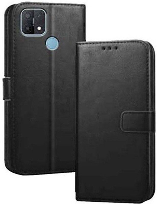 AmericHome Wallet Case Cover for Oppo A15, CPH2185  (Black, Shock Proof, Pack of: 1)