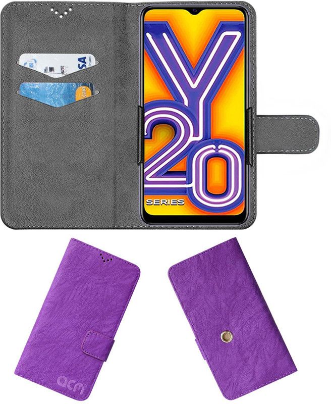 ACM Flip Cover for Vivo Y20a  (Purple, Cases with Holder, Pack of: 1)