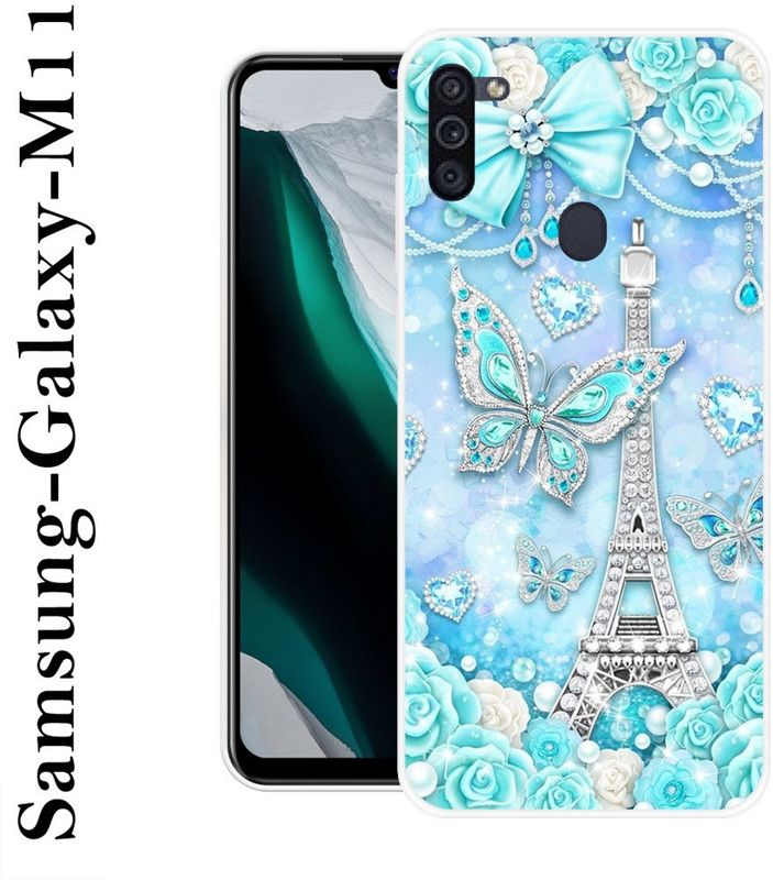 SHIVKUDI Back Cover for Samsung Galaxy M11  (Blue, Silver, Grip Case, Silicon)